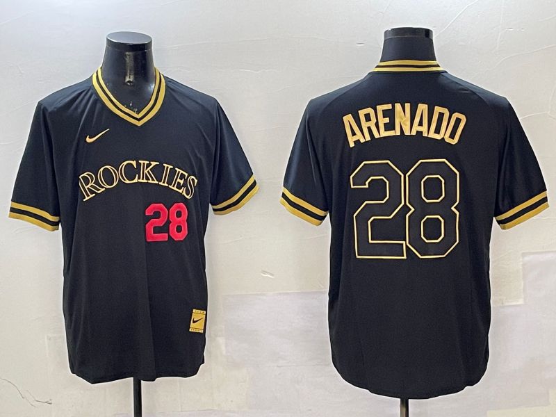 Men Colorado Rockies #28 Arenado Black Gold Game 2025 Nike MLB Jersey style 2->colorado rockies->MLB Jersey